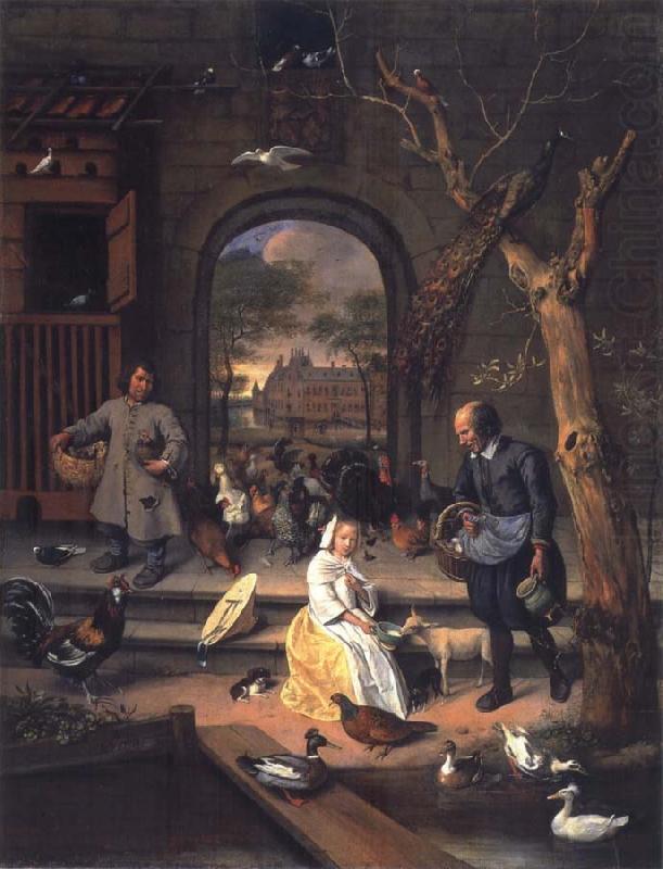 The Poultry yard,Probably a Portrait of Sernardina Margriet van Raesfelt Before Lokborst Caslt near Warmond, Jan Steen